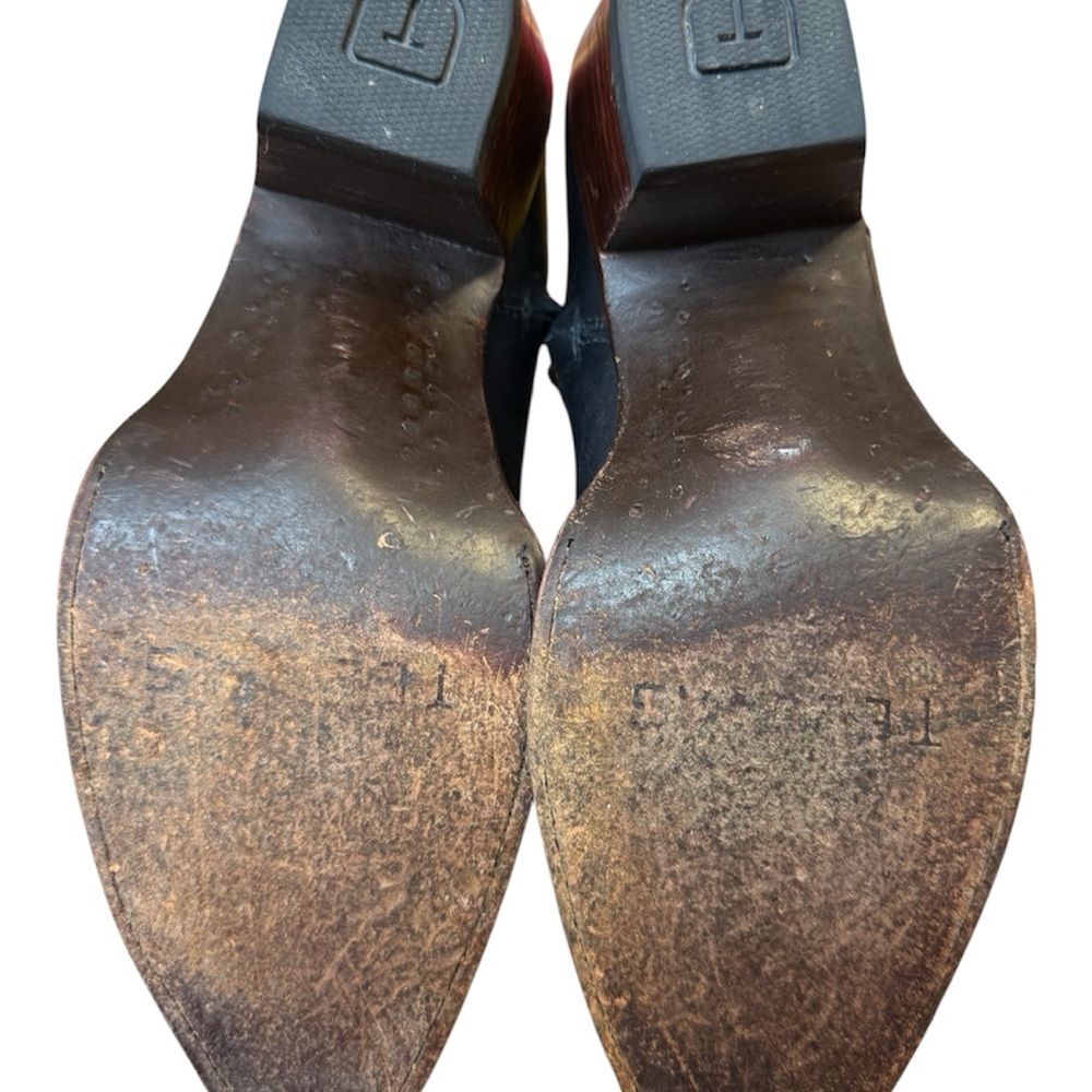 Tecovas The Daisy Black Cowhide Leather Western Ankle Boots w/ Stacked Heel 9 - Picture 4 of 14